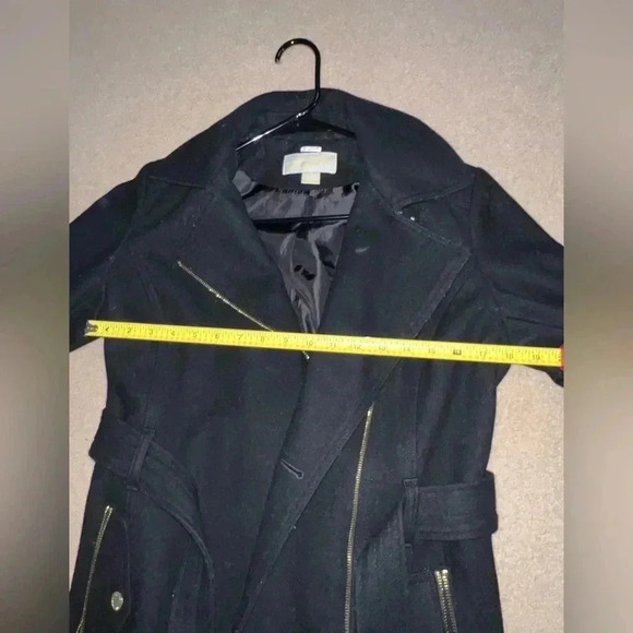 Michael Kors | Black Wool Blend Peacoat Winter Jacket with Gold Zipper | Size S - Picture 6 of 11